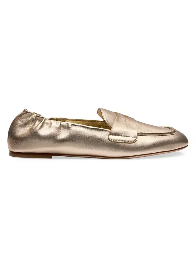 Women's Bryant Elasticized-Back Leather Penny Loafers - Light Gold