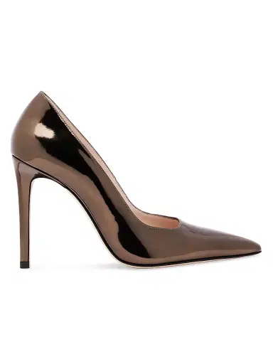 Stuart Weitzman Women's Power 100MM Patent Leather Pumps - Cigar | Thumbnail 1