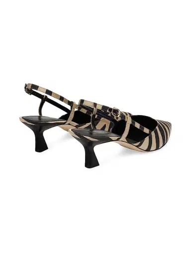Stuart Weitzman Women's Vinnie 50MM Zebra Slingback Pumps - Cream Smoke | Thumbnail 3