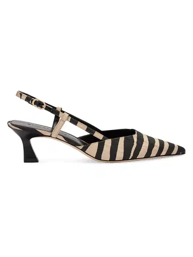 Stuart Weitzman Women's Vinnie 50MM Zebra Slingback Pumps - Cream Smoke | Thumbnail 1