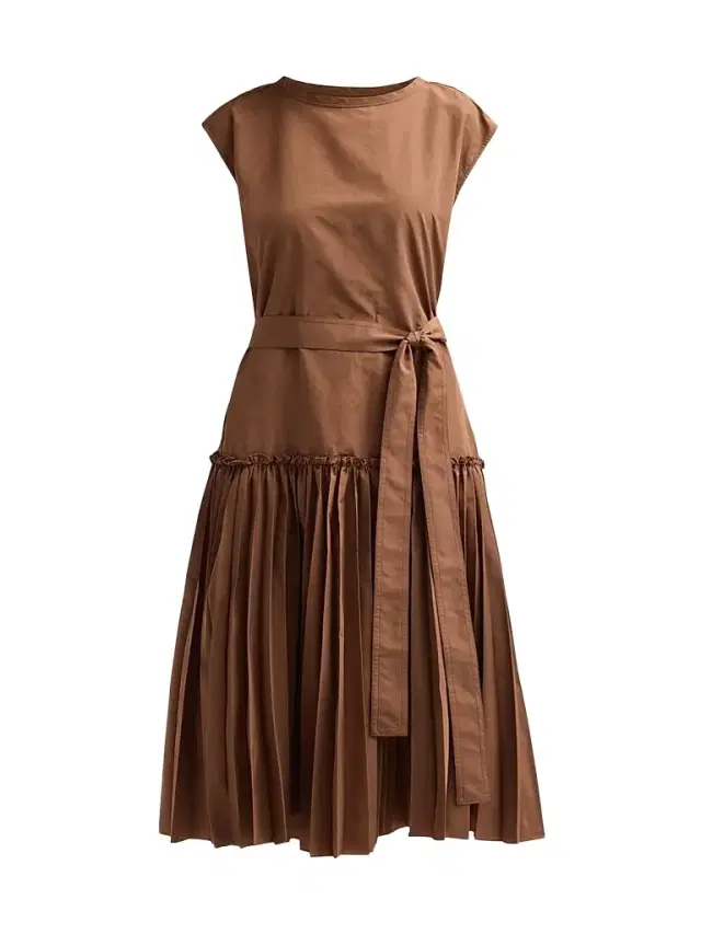Women's Logan Pleated Drop-Waist Midi Dress - Cacao