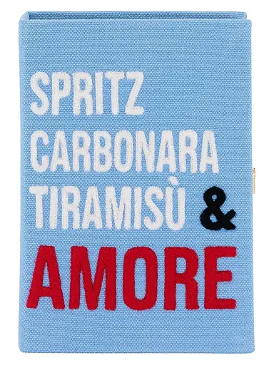Olympia Le-Tan Women's Spritz Carbonara Tiramisu & Amore Book Clutch - Hortensia | Thumbnail 1 Olympia Le-Tan Women's Spritz Carbonara Tiramisu & Amore Book Clutch - Hortensia | Thumbnail 1