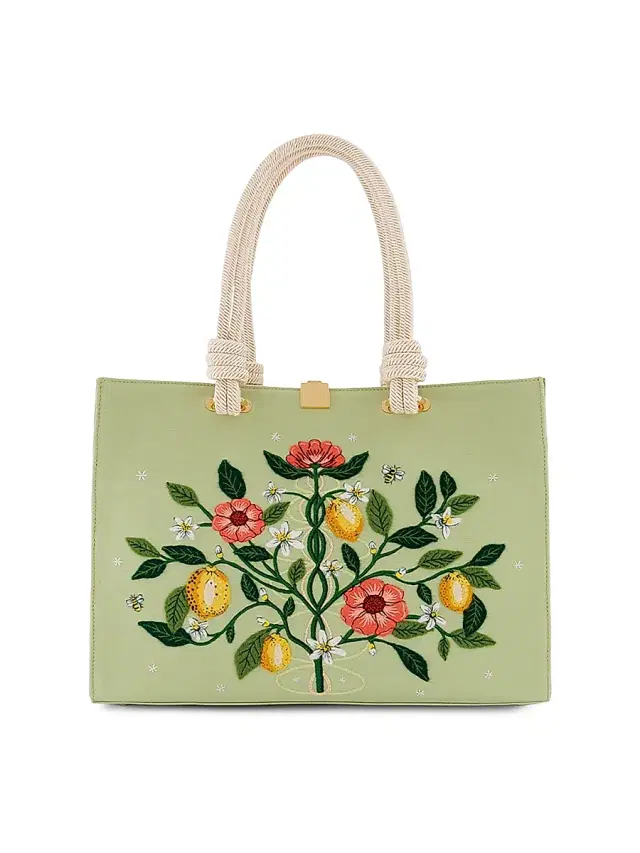 Olympia Le Tan Women's Botanical Chic  Embroidered Tote Bag - Aloe