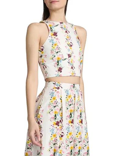 AZEEZA Women's Lina Satin Crop Top - Garden - Size Large | Thumbnail 4
