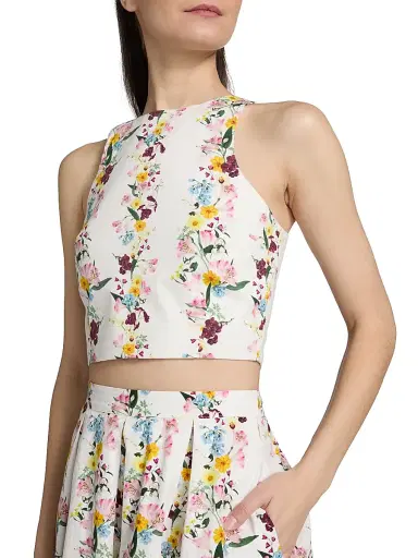 AZEEZA Women's Lina Satin Crop Top - Garden - Size Large | Thumbnail 6