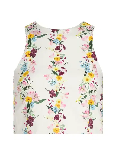 AZEEZA Women's Lina Satin Crop Top - Garden - Size Large | Thumbnail 1