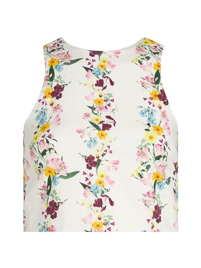 AZEEZA Women's Lina Satin Crop Top - Garden - Size Large