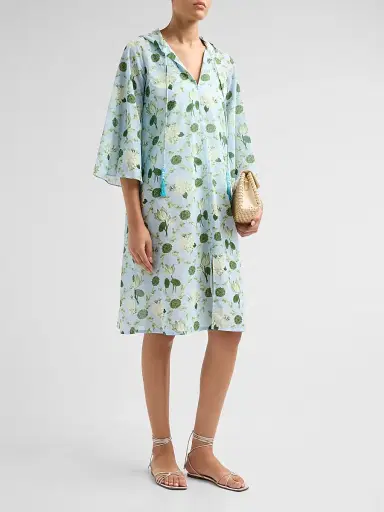 VERANDAH Women's Ammama Villa Hooded Cover-Up Dress - Ice Blue - Size XL | Thumbnail 4