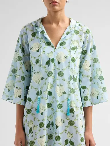 VERANDAH Women's Ammama Villa Hooded Cover-Up Dress - Ice Blue - Size XL | Thumbnail 5