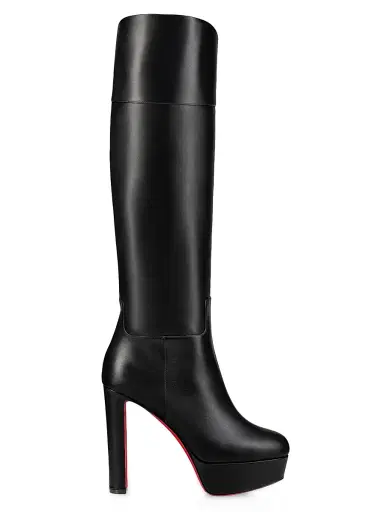 Christian Louboutin Women's Loo Botta Alta 130MM Leather Boots - Black - Size 9 | Thumbnail 1 Christian Louboutin Women's Loo Botta Alta 130MM Leather Boots - Black - Size 9 | Thumbnail 1