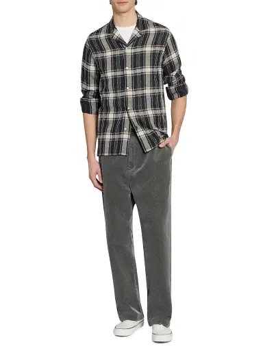OFFICINE GÉNÉRALE Men's Eren Checked Cotton-Blend Button-Front Shirt - Black Blue Ecru - Size XXL | Thumbnail 2