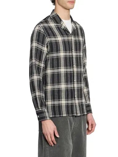 OFFICINE GÉNÉRALE Men's Eren Checked Cotton-Blend Button-Front Shirt - Black Blue Ecru - Size XXL | Thumbnail 4