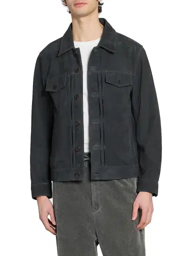 OFFICINE GÉNÉRALE Men's Liam Suede Jacket - Faded Black - Size XXL | Thumbnail 3