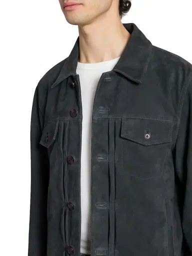 OFFICINE GÉNÉRALE Men's Liam Suede Jacket - Faded Black - Size XXL | Thumbnail 6