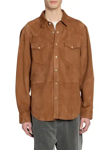 Officine Générale Men's Marshall Suede Shirt Jacket - Deer | Thumbnail 3