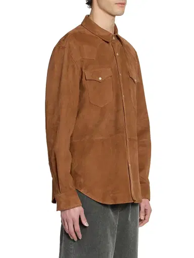 Officine Générale Men's Marshall Suede Shirt Jacket - Deer | Thumbnail 4