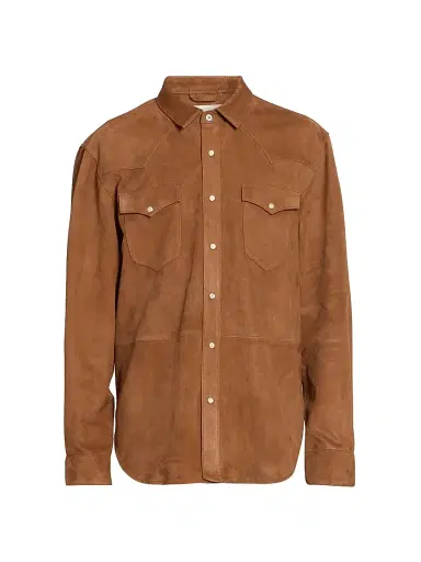 Officine Générale Men's Marshall Suede Shirt Jacket - Deer | Thumbnail 1
