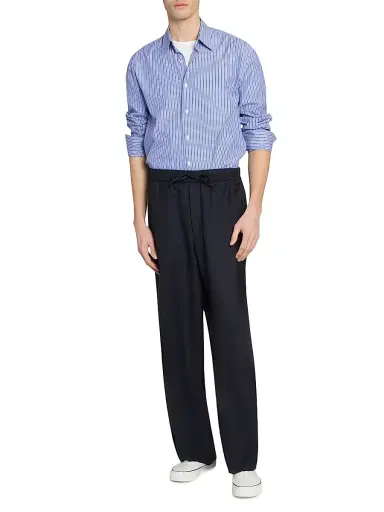 OFFICINE GÉNÉRALE Men's Gad Striped Cotton Poplin Shirt - Blue Navy White - Size XXL | Thumbnail 2 OFFICINE GÉNÉRALE Men's Gad Striped Cotton Poplin Shirt - Blue Navy White - Size XXL | Thumbnail 2