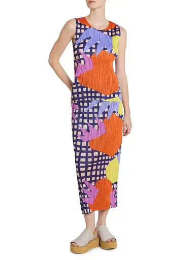 Pleats Please Issey Miyake Women's Market Printed Pleated Midi-Skirt - Tomato | Thumbnail 2