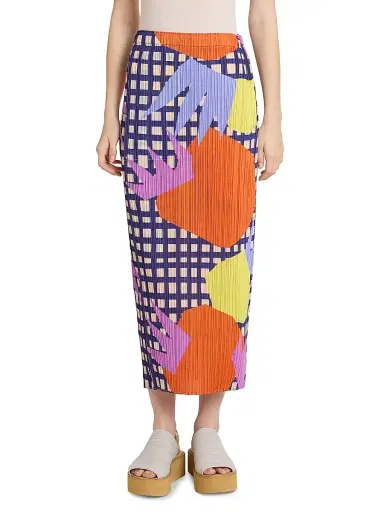 Pleats Please Issey Miyake Women's Market Printed Pleated Midi-Skirt - Tomato | Thumbnail 3
