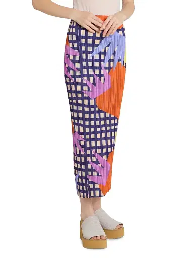 Pleats Please Issey Miyake Women's Market Printed Pleated Midi-Skirt - Tomato | Thumbnail 4