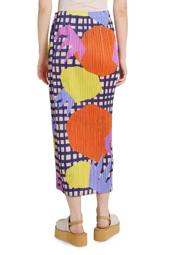 Pleats Please Issey Miyake Women's Market Printed Pleated Midi-Skirt - Tomato | Thumbnail 5