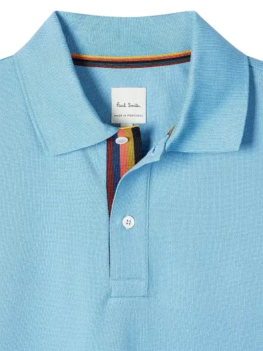 Paul Smith Men's Straight Placket Cotton Polo Shirt - Blue - Size XL | Thumbnail 3