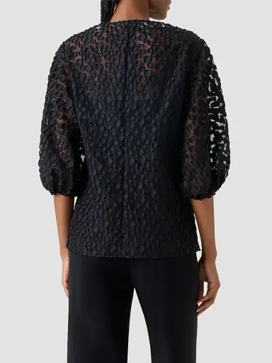 Akris punto Women's Polka Dot Cotton-Blend Top - Black - Size 16 | Thumbnail 3