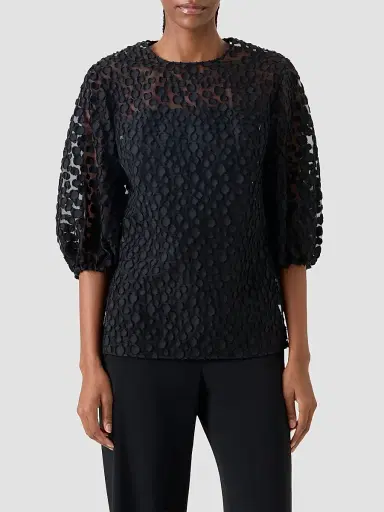 Akris punto Women's Polka Dot Cotton-Blend Top - Black - Size 16 | Thumbnail 4