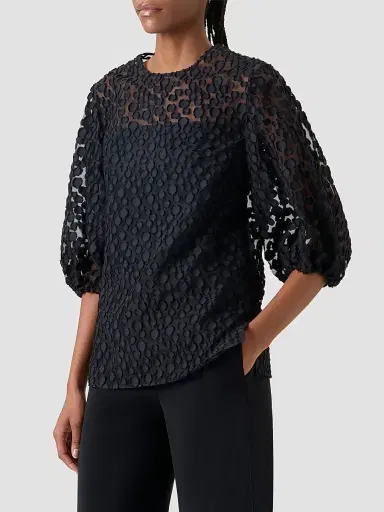 Akris punto Women's Polka Dot Cotton-Blend Top - Black - Size 16 | Thumbnail 6