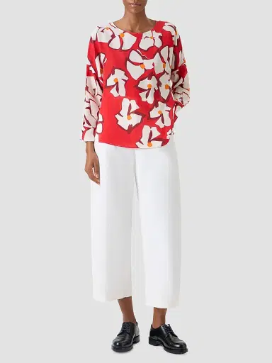 Akris punto Women's Abstract Floral Silk Blouse | Thumbnail 2 Akris punto Women's Abstract Floral Silk Blouse | Thumbnail 2