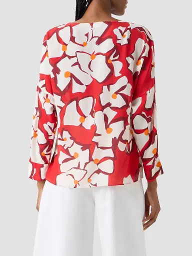 Akris punto Women's Abstract Floral Silk Blouse | Thumbnail 3 Akris punto Women's Abstract Floral Silk Blouse | Thumbnail 3