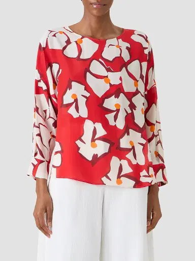 Akris punto Women's Abstract Floral Silk Blouse | Thumbnail 4 Akris punto Women's Abstract Floral Silk Blouse | Thumbnail 4