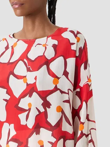 Akris punto Women's Abstract Floral Silk Blouse | Thumbnail 5 Akris punto Women's Abstract Floral Silk Blouse | Thumbnail 5