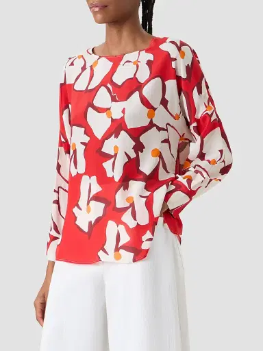Akris punto Women's Abstract Floral Silk Blouse | Thumbnail 6 Akris punto Women's Abstract Floral Silk Blouse | Thumbnail 6