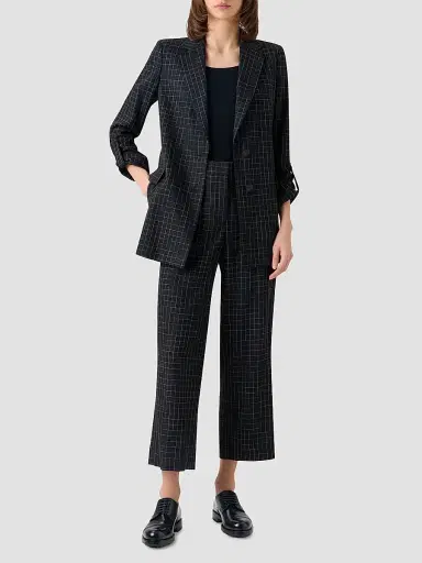 Akris punto Women's Broken Check Twill Boyfriend Jacket - Black Cream - Size 16 | Thumbnail 2