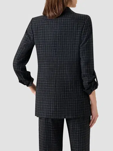 Akris punto Women's Broken Check Twill Boyfriend Jacket - Black Cream - Size 16 | Thumbnail 3
