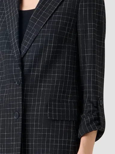 Akris punto Women's Broken Check Twill Boyfriend Jacket - Black Cream - Size 16 | Thumbnail 5