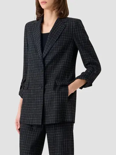Akris punto Women's Broken Check Twill Boyfriend Jacket - Black Cream - Size 16 | Thumbnail 6