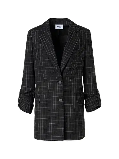 Akris punto Women's Broken Check Twill Boyfriend Jacket - Black Cream - Size 16 | Thumbnail 1