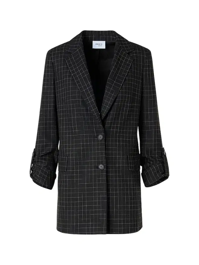 Women's Broken Check Twill Boyfriend Jacket - Black Cream