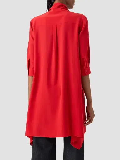 Akris punto Women's High-Low Silk Crepe Tunic Blouse - Red - Size 16 | Thumbnail 4