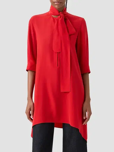 Akris punto Women's High-Low Silk Crepe Tunic Blouse - Red - Size 16 | Thumbnail 5