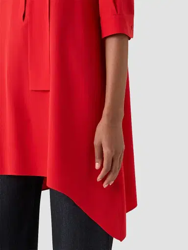 Akris punto Women's High-Low Silk Crepe Tunic Blouse - Red - Size 16 | Thumbnail 6