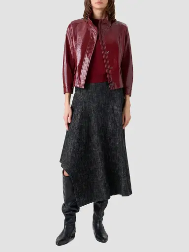 Akris punto Women's Crinkled Faux-Leather Jacket - Pomegranate - Size 16 | Thumbnail 2
