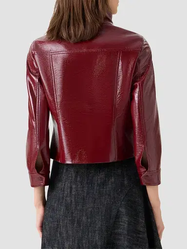 Akris punto Women's Crinkled Faux-Leather Jacket - Pomegranate - Size 16 | Thumbnail 3