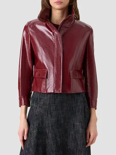 Akris punto Women's Crinkled Faux-Leather Jacket - Pomegranate - Size 16 | Thumbnail 4