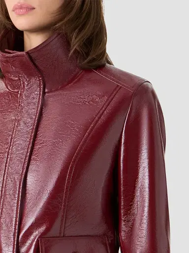 Akris punto Women's Crinkled Faux-Leather Jacket - Pomegranate - Size 16 | Thumbnail 5