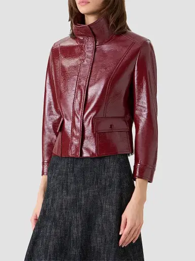 Akris punto Women's Crinkled Faux-Leather Jacket - Pomegranate - Size 16 | Thumbnail 6