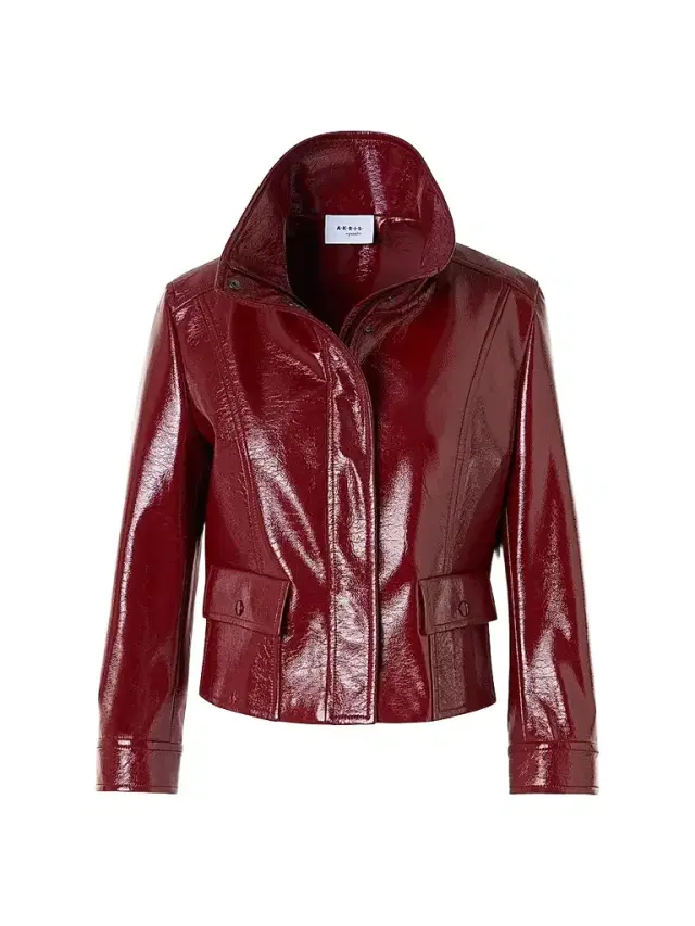 Women's Crinkled Faux-Leather Jacket - Pomegranate